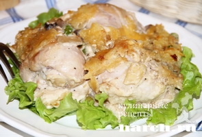 Курица с грибами под картофельной корочкой