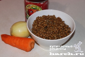 Чечевица с луком и морковью