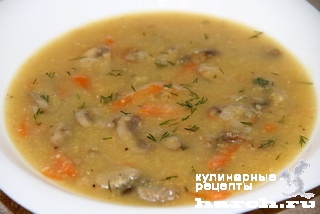 Чечевичный суп-пюре с грибами