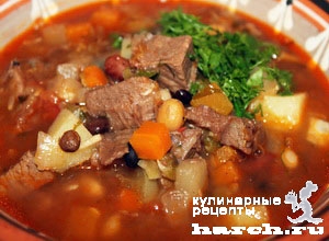 Густой овощной суп с мясом и бобовыми "Харира"