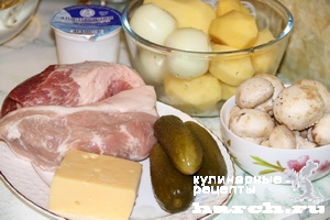 Картофель со свининой и грибами по-рязански