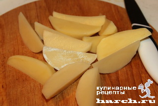 Картофель, запеченный с яблоками и грудинкой в рукаве
