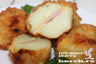 Картофельные "каштаны" с сыром и ветчиной