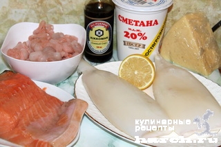 Рыба с морепродуктами под сыром