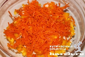 Салат из курицы с корейской морковью и кукурузой "Рыжик"