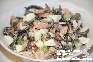 Салат из морской капусты с креветками "Лана"