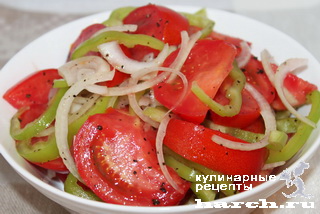 Салат из помидоров с луком и сладким перцем "Шакароб"