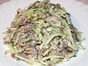Салат из зеленой редьки с говядиной "Ташкент"
