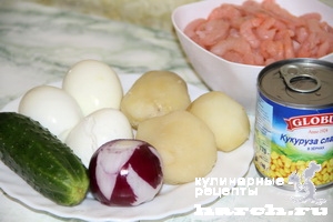 Салат с креветками и кукурузой "Морячка"