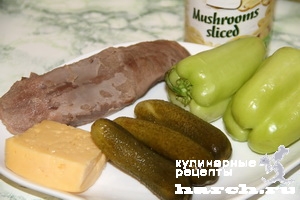 Салат со свиным языком и грибами "Прощание славянки"