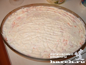Салат-торт из курицы с грецкими орехами "Сказка"