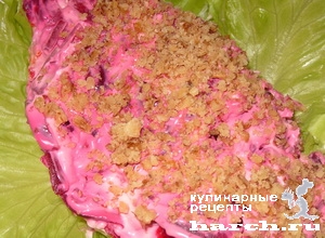 Слоеный салат со свининой "Зимняя сказка"