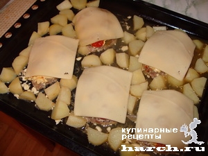 Свинина "Боярская", запеченная под сыром с картофелем
