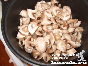 Томатно-сливочная подлива из свинины с грибами