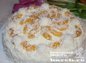 Торт "Рафаэлло" с персиками