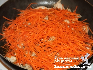 Закуска из куриного филе с баклажанами и морковью