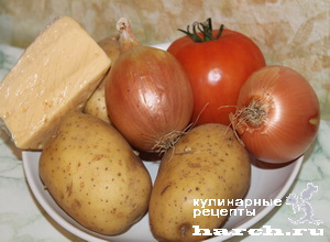 Картофель, запеченный с помидорами под сыром