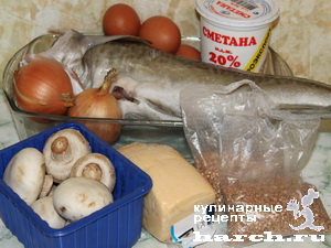 Рыба, запеченная с гречневой кашей и грибами по-суздальски