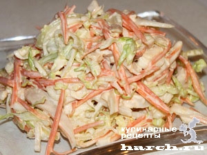 Салат из белокочанной капусты с кальмаром "Владивосток"