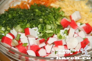 Салат из крабовых палочек с корейской морковью "Валерия"